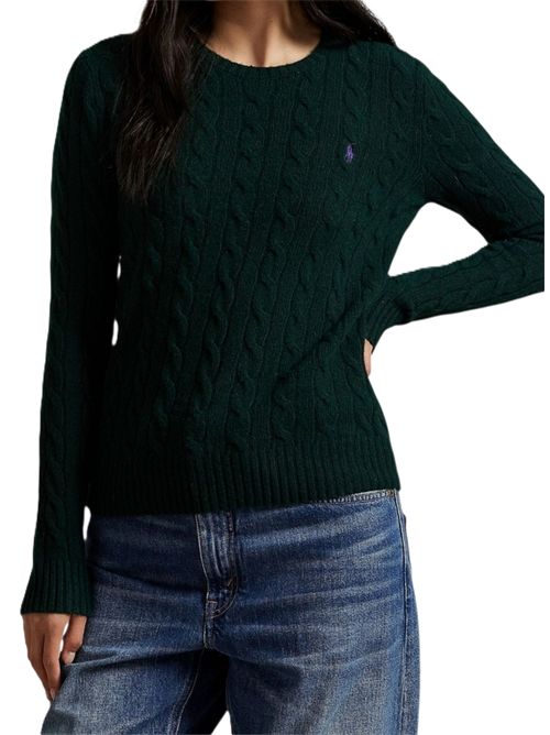 Maglione verde  slim fit trecce con collo a giro di Polo Ralph Lauren Polo Ralph Lauren | 211971865009COLLEGE GREEN